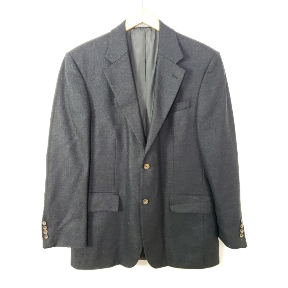 Oscar de la Renta wool blazer suit sport jacket dark charcoal gray size 41R